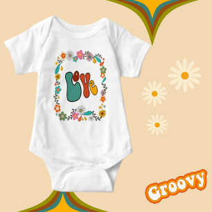 Groovy Baby LOVE flower power 70's inspired Bodysuit