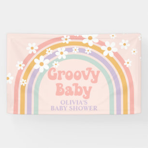 Groovy Baby Pastel rainbow Baby Shower Banner