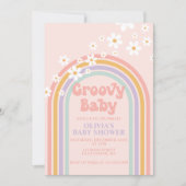 Groovy Baby Pastel rainbow Baby Shower Invitation (Front)