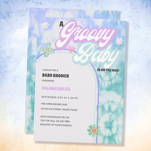 Groovy Baby Pastel Tie Dye Baby Shower Invitation