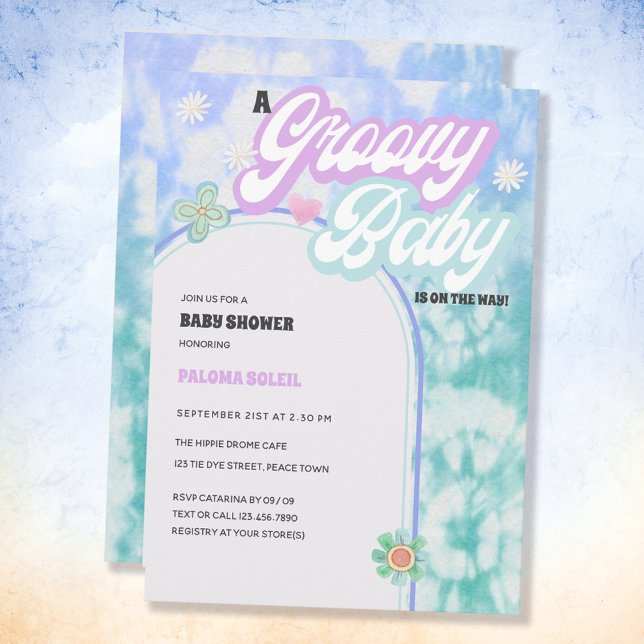 Groovy Baby Pastel Tie Dye Baby Shower Invitation (Creator Uploaded)