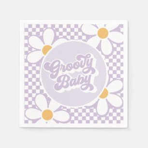 Groovy Baby Purple Daisy Checker Napkins