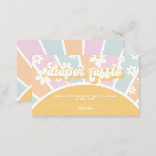 Groovy Baby Retro Baby Shower Diaper raffle Enclos Enclosure Card