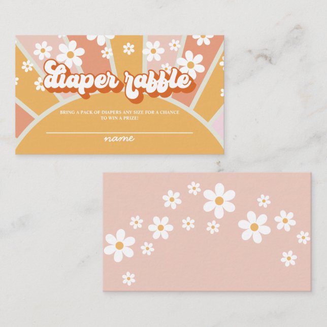 Groovy Baby Retro Baby Shower Diaper raffle Enclos Enclosure Card (Front/Back)