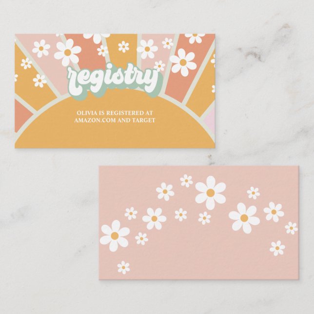 Groovy Baby Retro Baby Shower registry Enclosure Card (Front/Back)