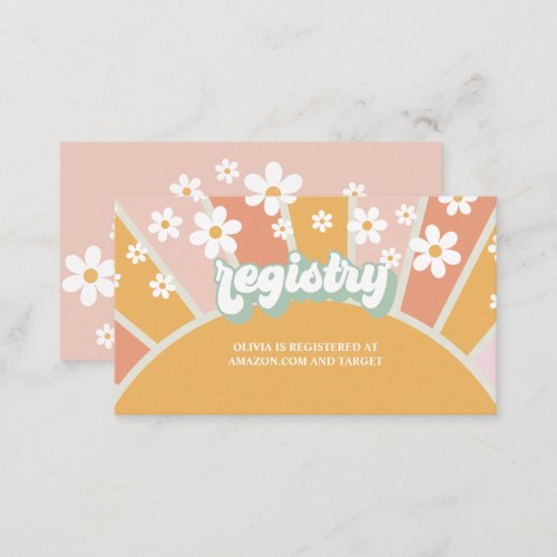 Groovy Baby Retro Baby Shower registry Enclosure Card