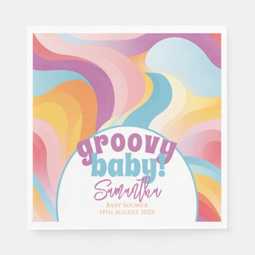 Groovy Baby Retro Boho Rainbow Baby Shower Napkins