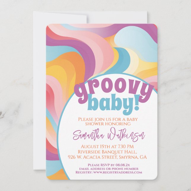 Groovy Baby Retro Boho Wave Baby Shower Invitation (Front)