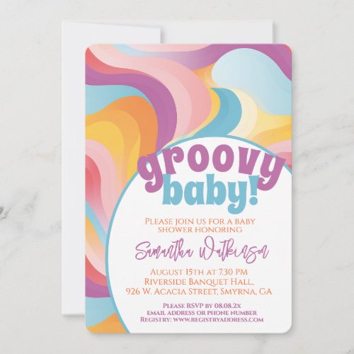 Groovy Baby Retro Boho Wave Baby Shower Invitation