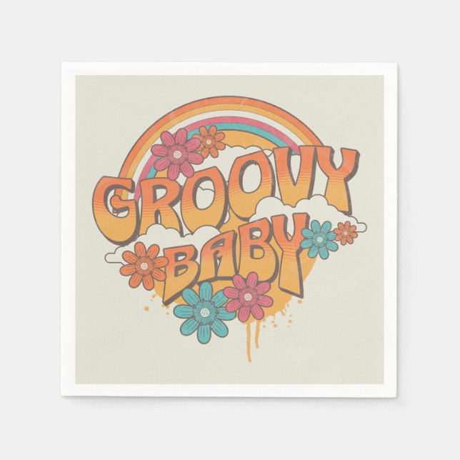 Groovy Baby retro style design Napkins (Front)