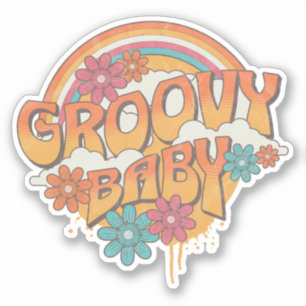 Groovy Baby retro style design Sticker