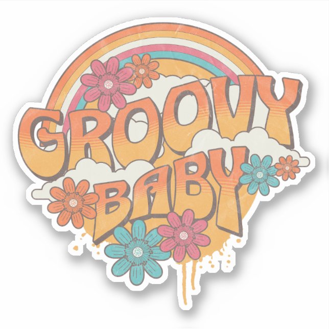 Groovy Baby retro style design Sticker (Front)