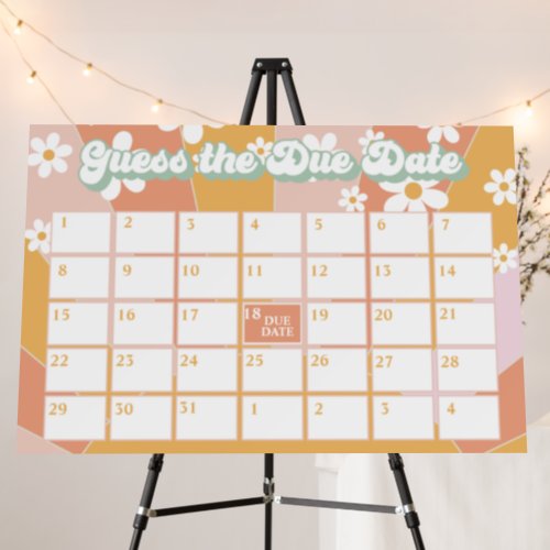 Groovy Baby Retro Sunshine Baby Shower Due Date Foam Board