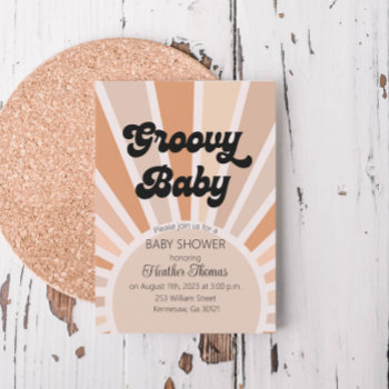 Groovy Baby Retro Sunshine Baby Shower Invitation by SugSpc_Invitations at Zazzle