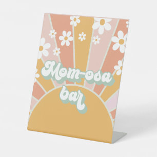 Groovy Baby Retro Sunshine Baby Shower Mom-Osa Bar Pedestal Sign