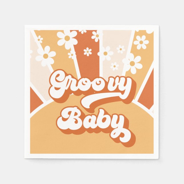Groovy Baby Retro Sunshine Baby Shower Napkins (Front)
