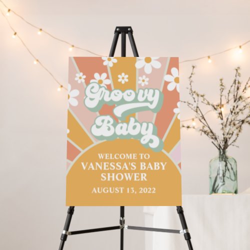 Groovy Baby Retro Sunshine Baby Shower Welcome Foa Foam Board