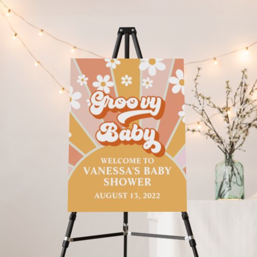 Groovy Baby Retro Sunshine Baby Shower Welcome Foam Board