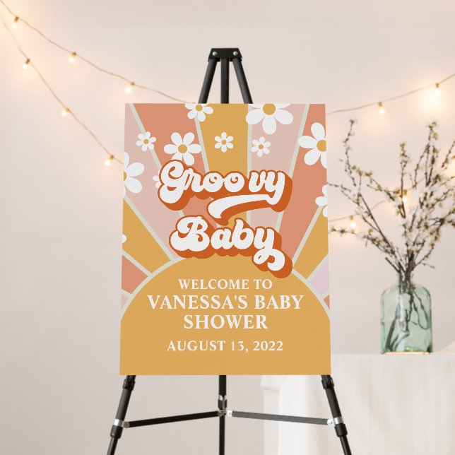 Groovy Baby Retro Sunshine Baby Shower Welcome Foam Board (In Situ (Stand))
