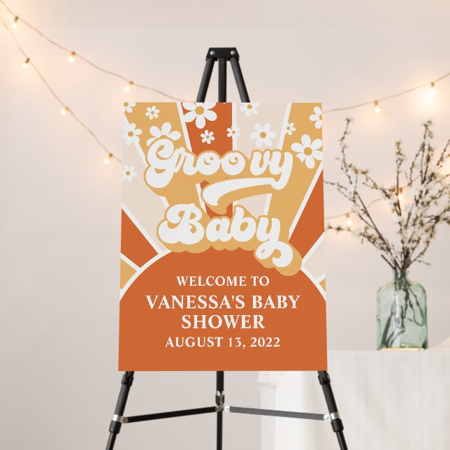 Groovy Baby Retro Sunshine Baby Shower Welcome Foam Board (In Situ (Stand))