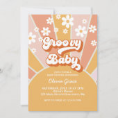 Groovy Baby Retro Sunshine Daisy Baby Shower Invit Invitation (Front)