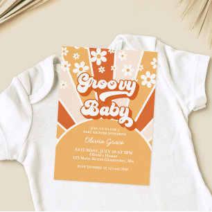 Groovy Baby Retro Sunshine Daisy Baby Shower Invit Invitation