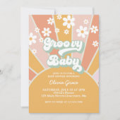 Groovy Baby Retro Sunshine Daisy Baby Shower Invitation (Front)