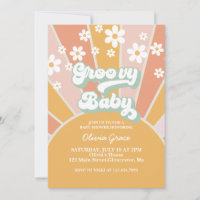 Groovy Baby Retro Sunshine Daisy Baby Shower Invitation