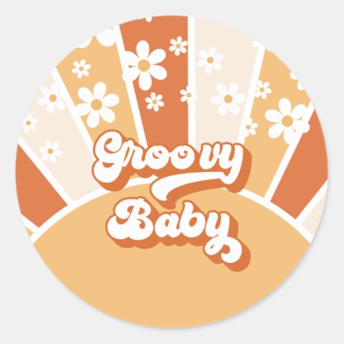 Groovy Baby Retro Sunshine Hippie Baby Shower Classic Round Sticker