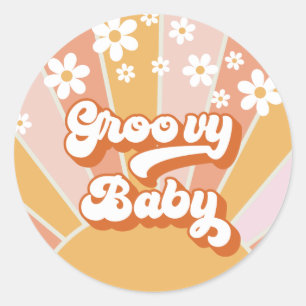Groovy Baby Retro Sunshine Hippie Baby Shower Classic Round Sticker