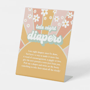 Groovy Baby Retro Sunshine Late Night Diapers Game Pedestal Sign