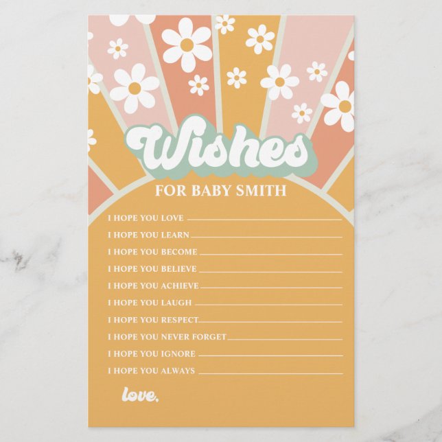 Groovy Baby Retro Sunshine Wishes for Baby Flyer (Front)