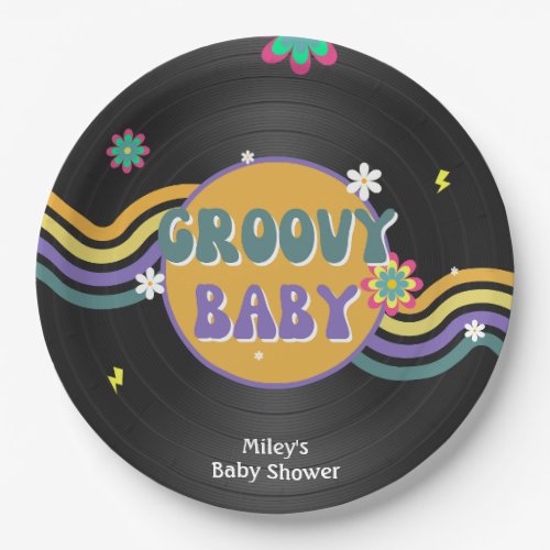 Groovy Baby Retro Vynil Record Baby Shower Decor Paper Plates