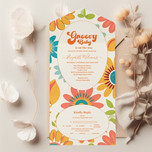 Groovy Baby Shower  All In One Invitation