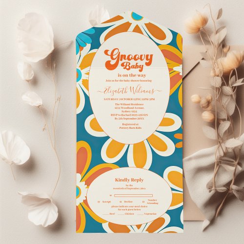 Groovy Baby Shower  All In One Invitation