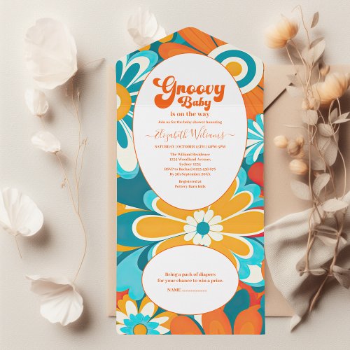 Groovy Baby Shower  All In One Invitation