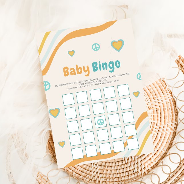 Groovy Baby Shower Bingo Gift Retro Game Card (Creator Uploaded)