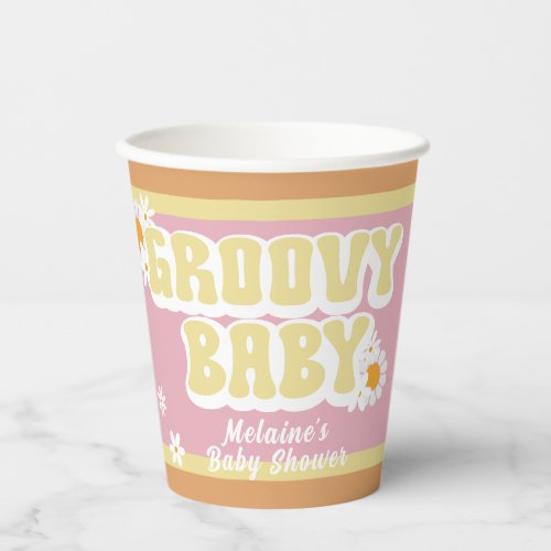 Groovy Baby Shower Boho Retro 70s Vibe Paper Cups