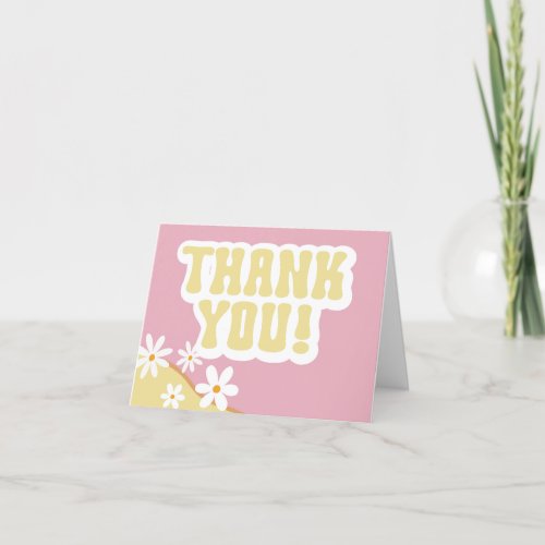 Groovy Baby Shower Boho Retro 70s Vibe Thank You Card