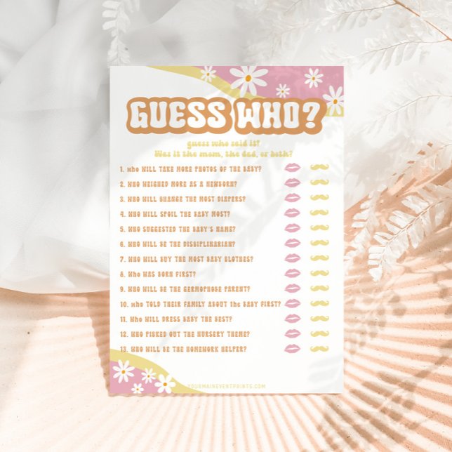 Groovy Baby Shower Games, Boho Retro, 70's Vibe Menu (Creator Uploaded)