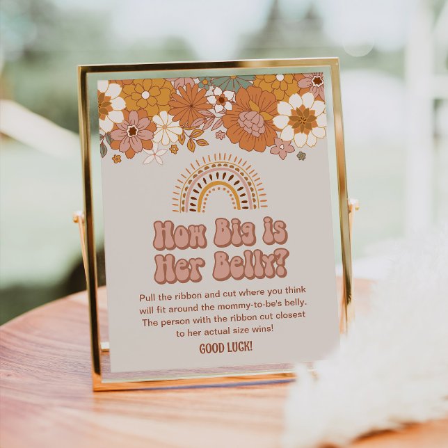 Groovy Baby Shower How Big Is Her Belly Game Poster (Creator Uploaded)