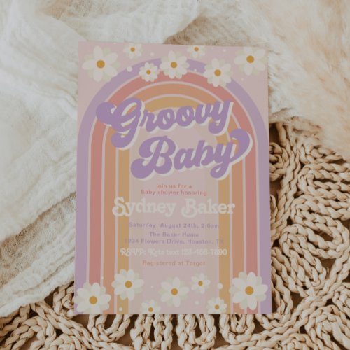 Groovy Baby Shower Invitation  Baby Shower