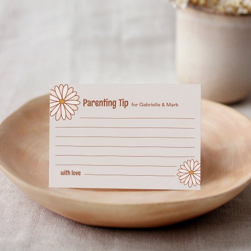 Groovy Baby Shower Parenting Tip Card