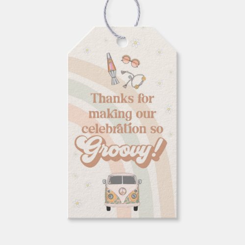 Groovy baby shower retro 70s theme favor gift tags