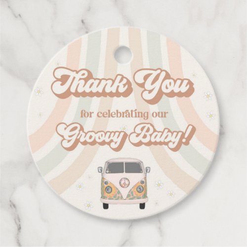 Groovy baby shower retro 70s theme favor tag