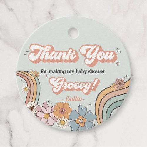 Groovy Baby Shower Retro Favor Tags