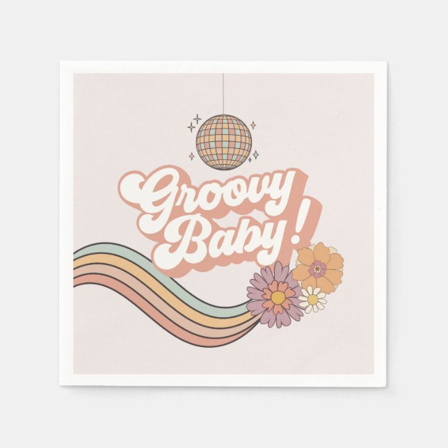 Groovy Baby Shower Retro Party Plates Napkins (Front)