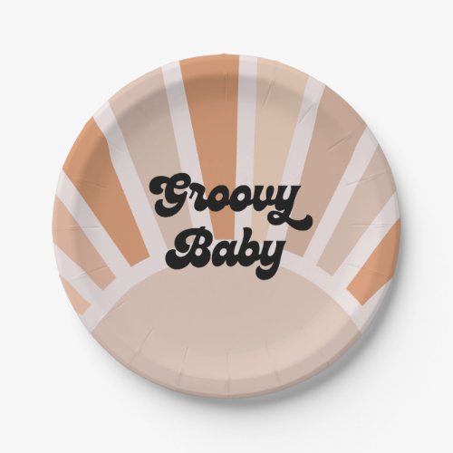 Groovy Baby Shower Retro Sun Paper Plate