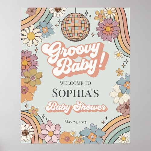 Groovy Baby Shower Retro Welcome Sign