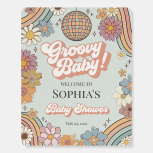 Groovy Baby Shower Retro Welcome Sign
